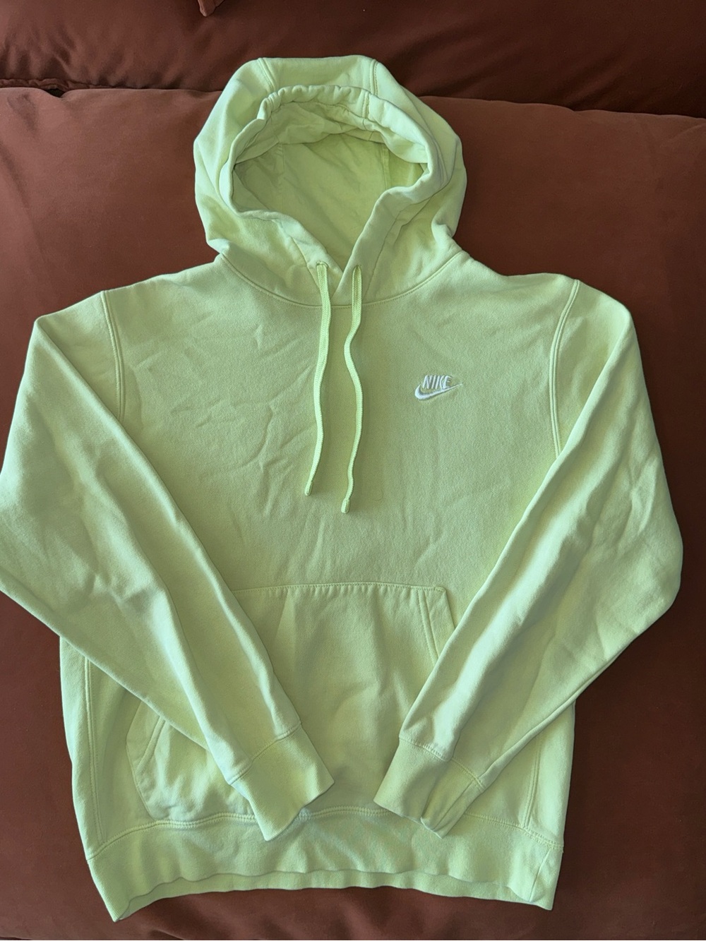 Nike Sportswear Club Fleece Hoodie Lime Green Small Pullover Sweatshirt